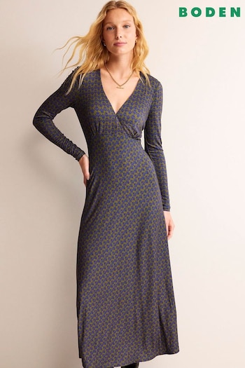 Boden Blue Long Sleeve Jersey Tea Dress Enfant (668605) | £85