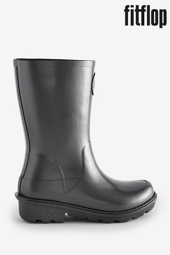FitFlop Kids Junior Wonderwelly Pearlized Rain Black Boots (668640) | £55