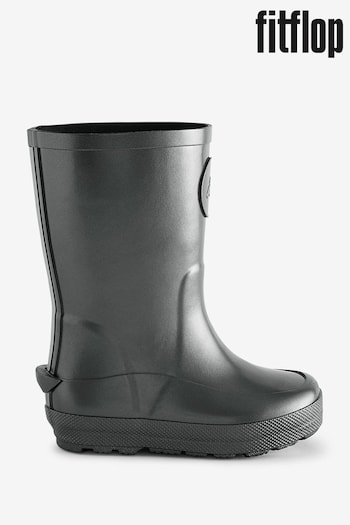 Fitflop Kids Wonderwelly Toddler Pearlized Rain Black Boots (668644) | £45