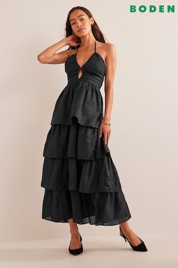 Boden Black Ruched Bodice Rara Maxi Dress (669295) | £130