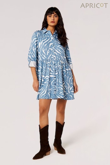 Apricot Blue Swirl Zebra Shirt Dress (669303) | £35