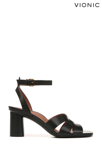 Vionic Black Marrin Leather Heeled Sandals (669329) | £140