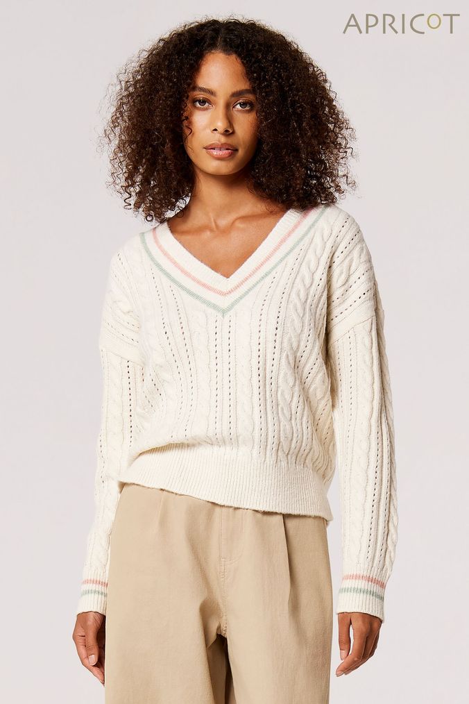 Buy Women s Jumpers Cream V Neck Knitwear Online Next UK