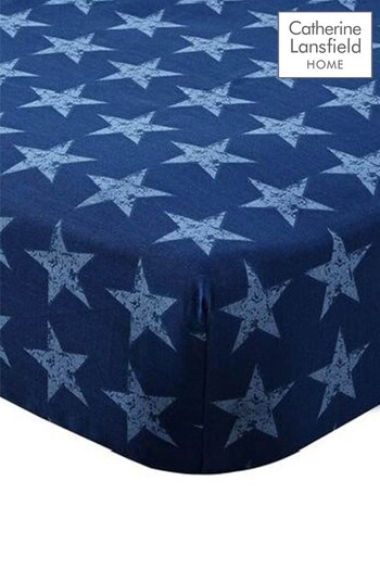 Catherine Lansfield Blue Star And Stripes Fitted Sheet (669388) | £16 - £18