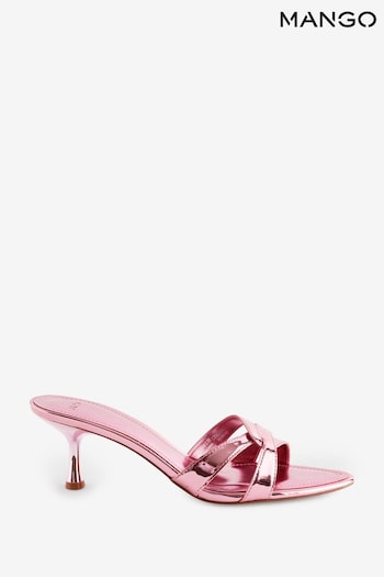 Mango Pink Metallic Strap Sizzled Sandals (669452) | £46