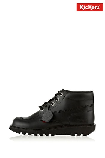 Kickers Youth Kick Hi Leather Black Shoes (669596) | £70