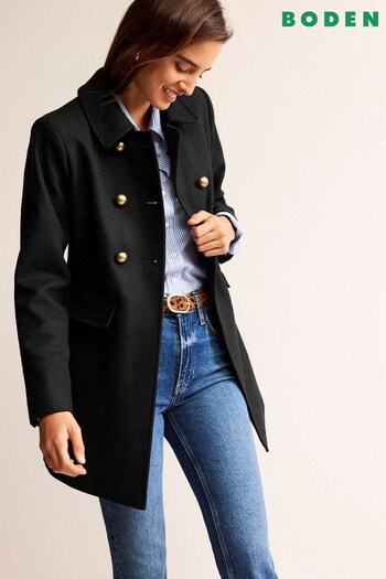 Boden Black Double-Breasted Wool Coats (669834) | £210