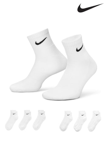 Nike White/Black Everyday Cushioned Training Ankle Socks 6 Pack (669959) | £20