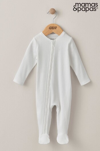Mamas & Papas White Basics Zip All-In-One (66Z173) | £16