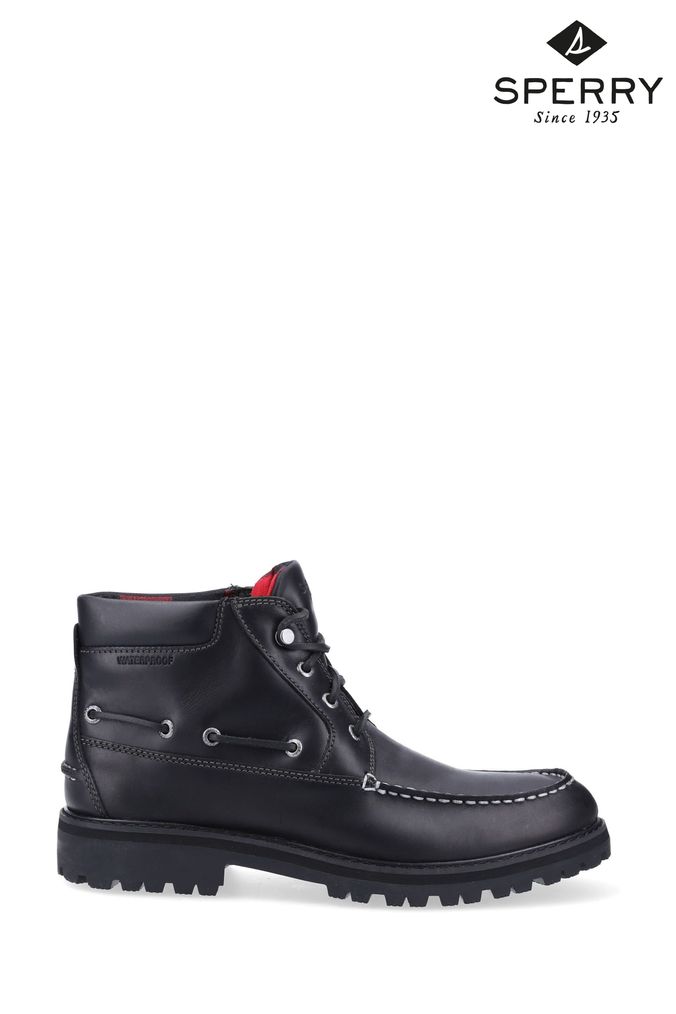 Sperry black leather on sale sneakers