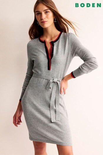Boden Grey Gemma Henley Knitted Dress (670238) | £98