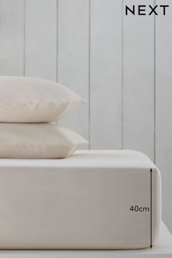 Cream Cotton Rich Extra Deep Fitted Sheet (670459) | £18 - £24