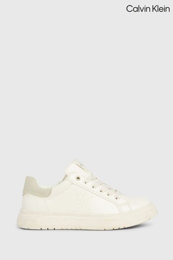 Calvin Performance Klein Kids Cream Low Lace-Up Sneakers (670479) | £75 - £84