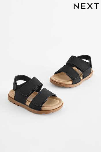 Black Double Touch Fastening Strap Corkbed Sandals (670962) | £16 - £19