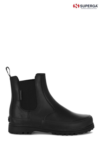 Superga 2678 Alpina Faux Leather Black Boots (670972) | £90