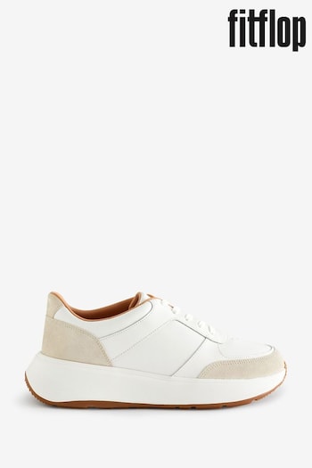 FitFlop White F-mode Leather/suede Flatform Sneakers (671066) | £140