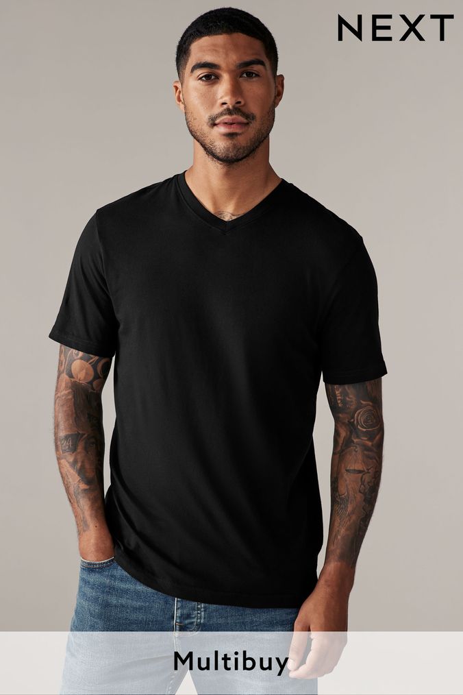 Men s Black V Neck T Shirts Black Deep Neck T Shirts Next