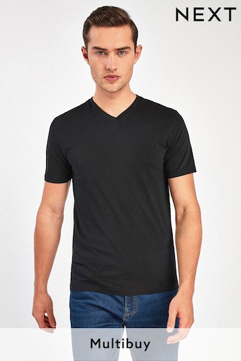 Black Slim Essential V-Neck T-Shirt (671088) | £8