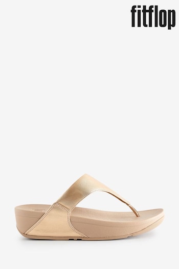 FitFlop Gold Lulu Leather Toepost Sandals (671163) | £75