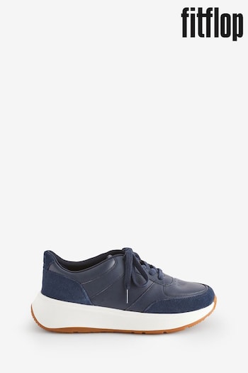 FitFlop Blue F Mode Leather Suede Flatform Sneakers (671178) | £140