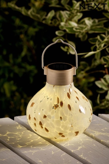 White/Gold Solar Confetti Glass Lantern (671476) | £18