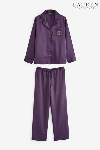 Lauren Ralph Lauren Purple Satin Long Sleeve Pyjama Set (671874) | £129