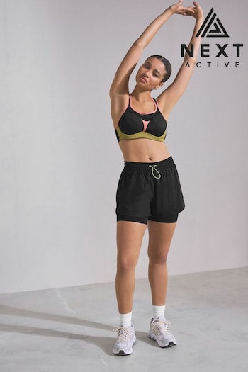 Black High Waisted 2-in-1 Sport Shorts (672101) | £24