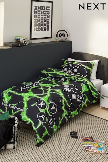 Black Glow in the dark Xbox Duvet Cover and Pillowcase Set (672108) | £30 - £42