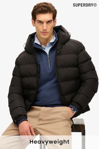 Superdry Black Hooded Sports Water-Repellent Puffer Coat Jacket (672140) | £95