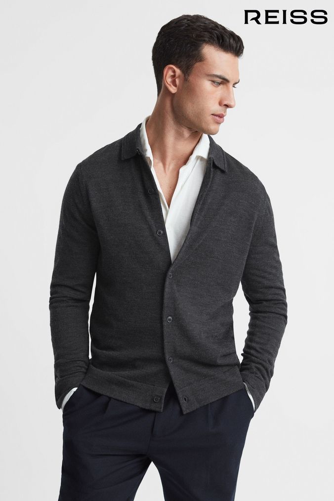 Cardigan top grey mens