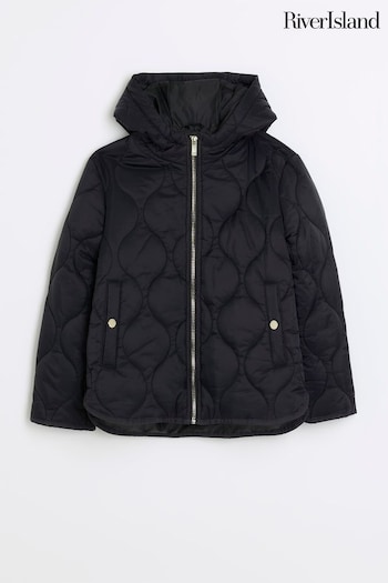 River Island Black Girls Onion Quilt Padded Jacket (672607) | £29