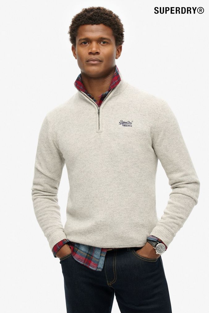 Mens Grey Zip Neck Knitwear Next Official Site