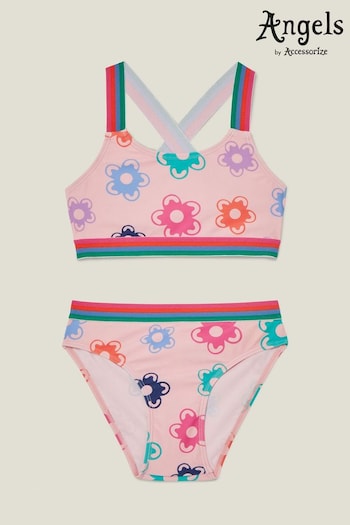 Angels By Accessorize Girls Pink Flower Bikini Set (672929) | £15 - £16