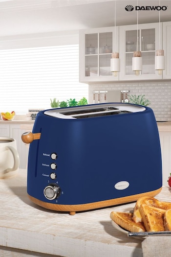 Daewoo Blue Skandik Wooden Trim 2 Slot Toaster (672941) | £40