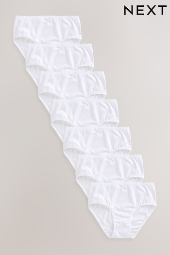 White Lace Trim Briefs 7 Pack (1.5-16yrs) (673082) | £8.50 - £12.50