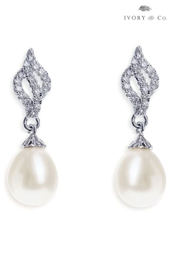 Ivory & Co Rhodiium Lisbon Crystal and Pearl Romantic Earrings (673177) | £25