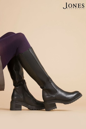 Jones Bootmaker Leather Knee Length Black Boots Dee (673218) | £180