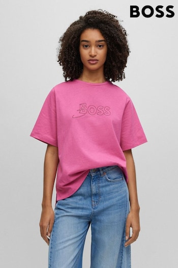 BOSS Pink Relaxed Fit Central Logo T-Shirt (673226) | £59