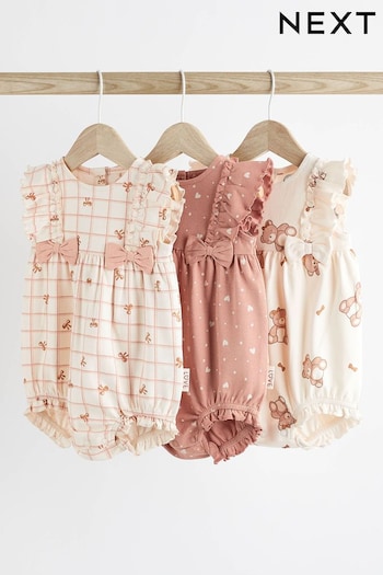 Pink/Cream Baby Rompers 3 Pack (673939) | £16 - £20