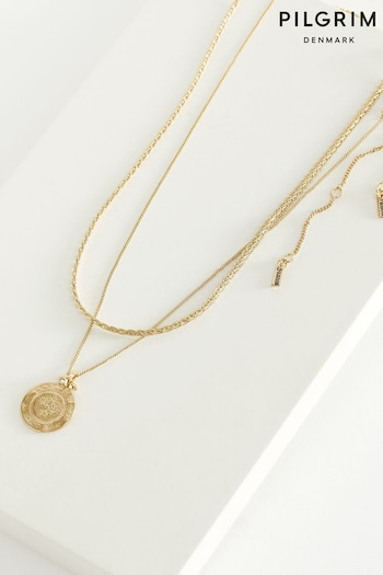 PILGRIM Gold Tone Nomad 2 in 1 Coin and Rope Chain Necklace (673984) | £30