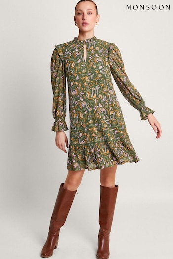 Monsoon Green Print Short Dress (673996) | £65