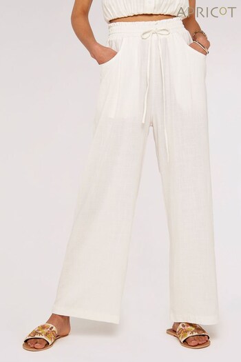 Apricot Cream Wide Leg Trousers with a Touch of Linen (674103) | £35