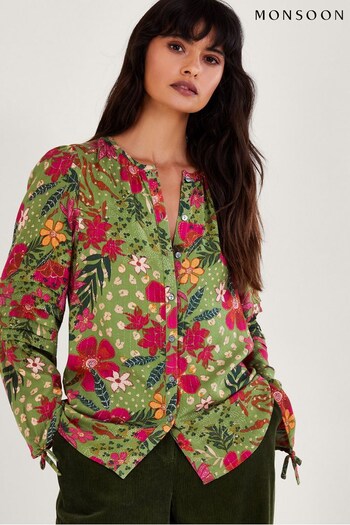 Monsoon Green Floral Print Blouse (674166) | £55