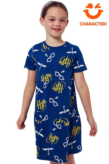 Character Navy Harry Potter Girls Frill Printed Dress (674186) | £19