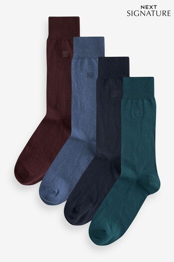 Blue/Burgundy Red 4 Pack Modal Signature Socks (674384) | £14