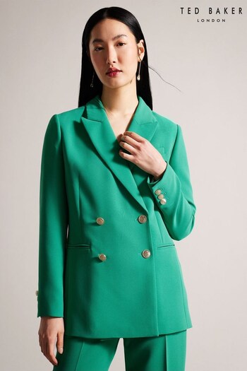 Ted Baker Green Llayla Double Breasted Jacket With Gold Detailing (674400) | £265