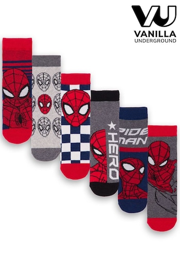 Vanilla Underground Red Spider-Man Boys Character Socks 6 Pack (674566) | £14