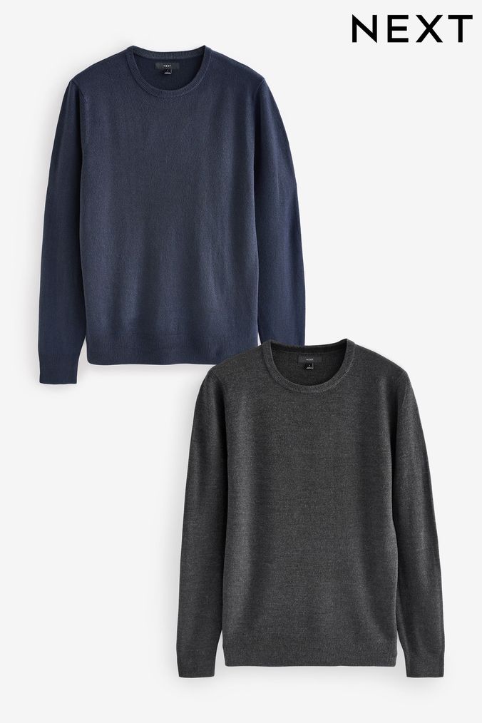 Buy Men s Grey Jumpers Crew Neck Knitwear Online Next UK