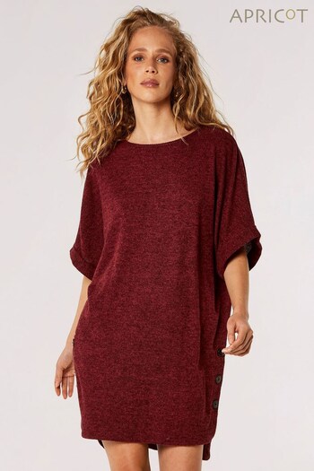 Apricot Red Soft Touch Rib Batwing Button Dress (674790) | £35