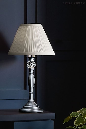 Laura Ashley Chrome Ellis Satin Painted Spindle Table Lamp (674846) | £42